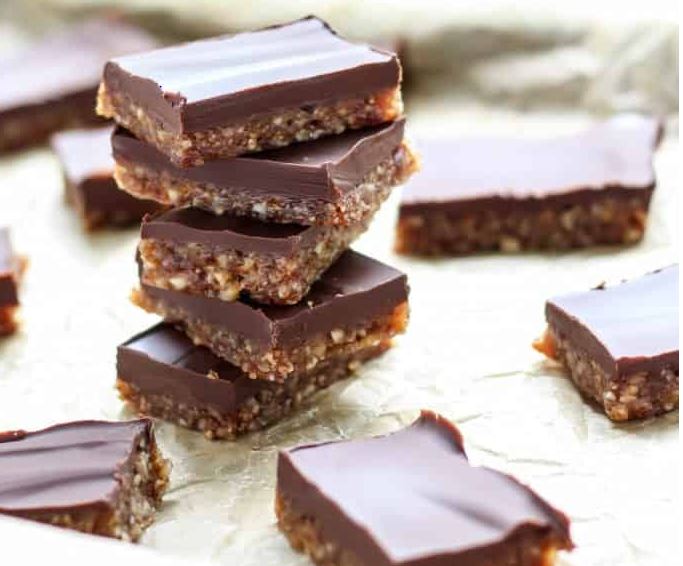 Simple 3-Ingredient Chocolate Covered Date Nut Bars